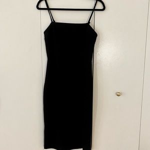 Express Black Midi Cocktail Dress with Slit